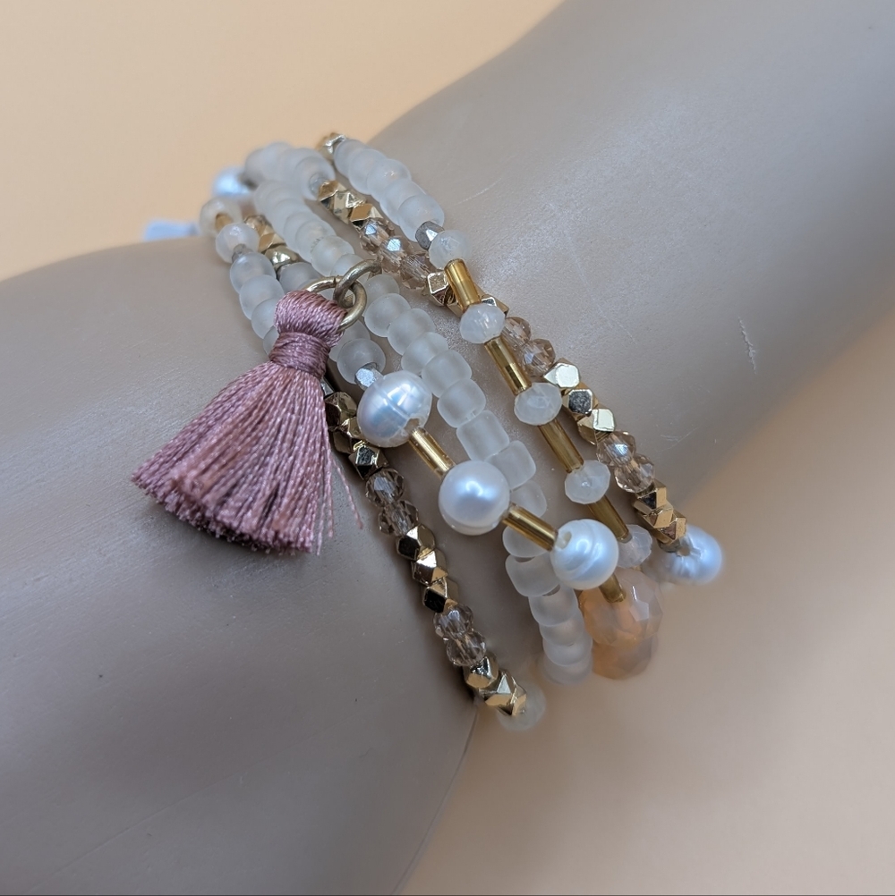 J. JILL Convertible Versatile Beaded Wrap Necklace Bracelet Tiny Tassel NWT $39